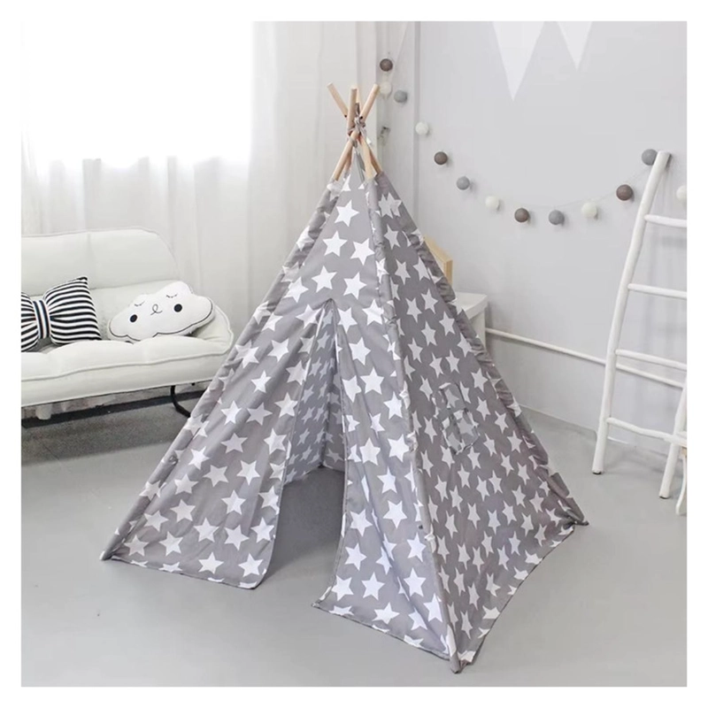 CARPA TIPI NIÑOS INFANTIL 160 CM ESTRELLAS GRIS DECORACION - 2