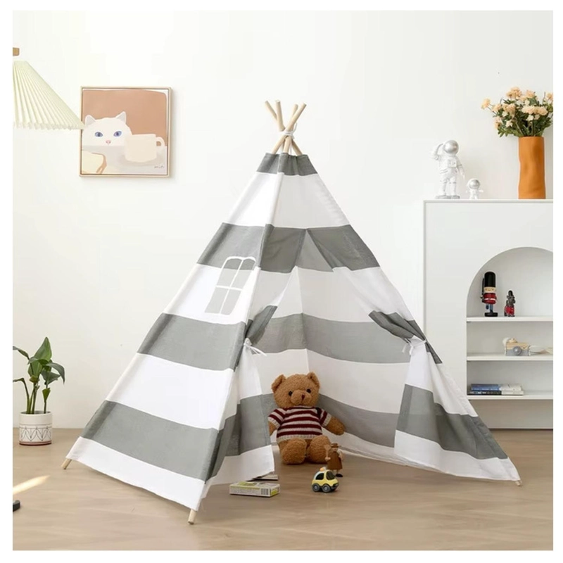 CARPA TIPI NIÑOS INFANTIL 160 CM RAYAS GRIS DECORACION - 2