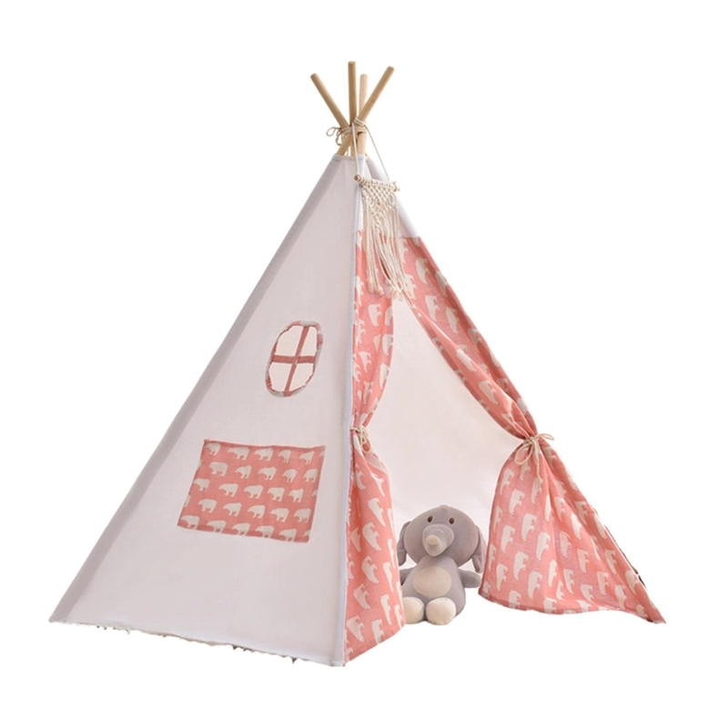 CARPA TIPI NIÑOS INFANTIL 160 CM OSO ROSADOS DECORACION - 1