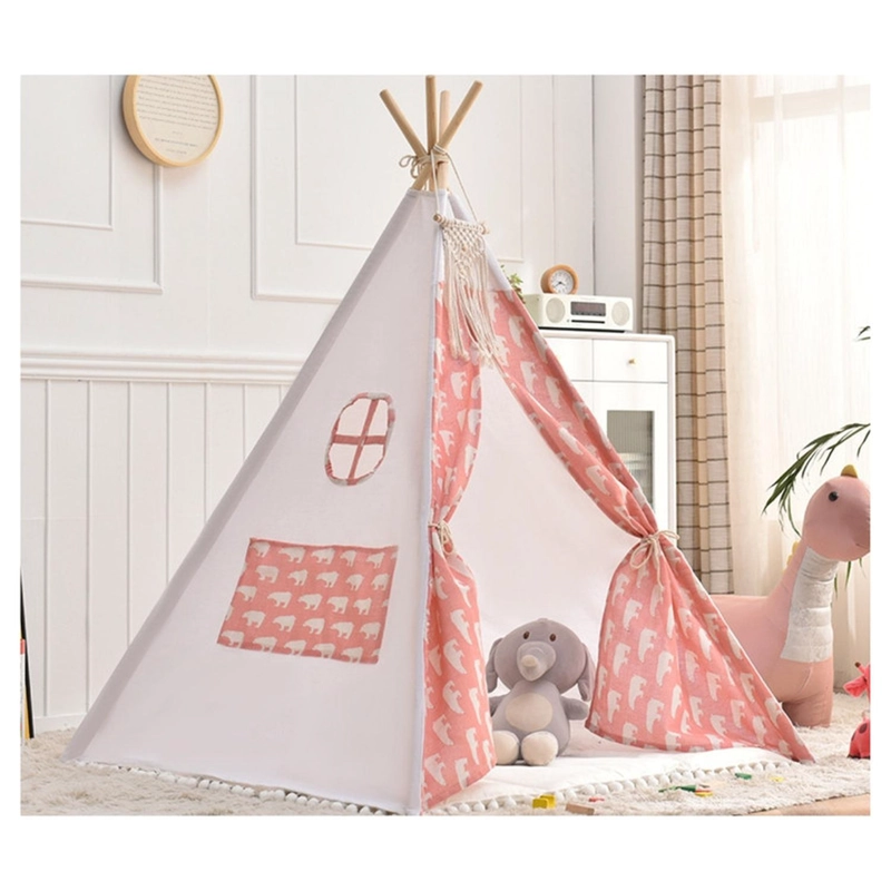 CARPA TIPI NIÑOS INFANTIL 160 CM OSO ROSADOS DECORACION - 2