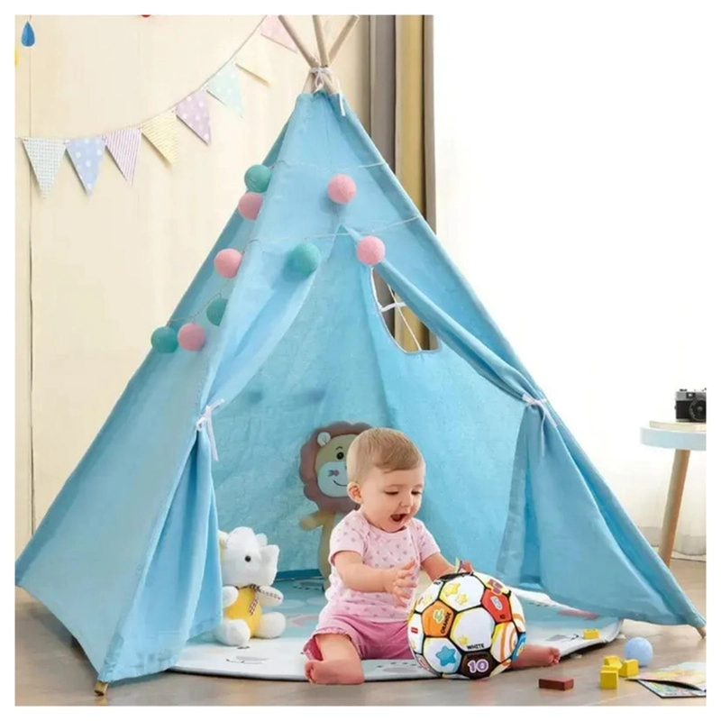CARPA TIPI NIÑOS INFANTIL 160 CM CELESTE JUGUETE DECORACION - 3