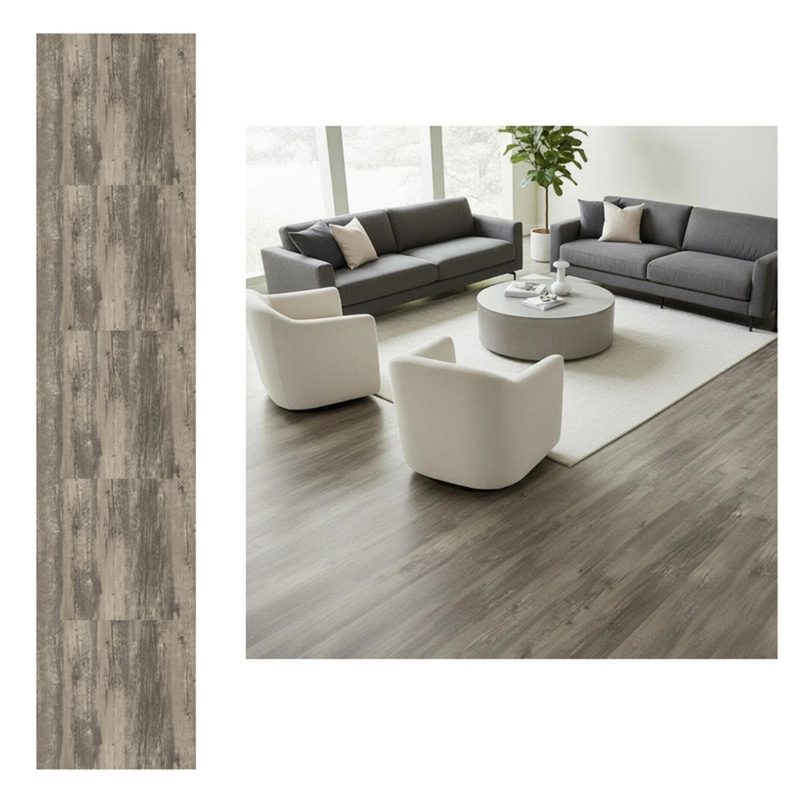 PISO VINILICO ADHESIVO SIMIL MADERA 91,4X15,2 GRIS HUMO - 1