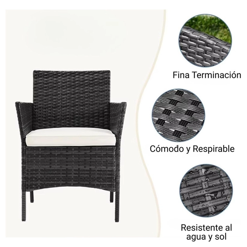 JUEGO DE TERRAZA LIVING RATAN SINTE TICO SALLY 3 PIEZAS - 7