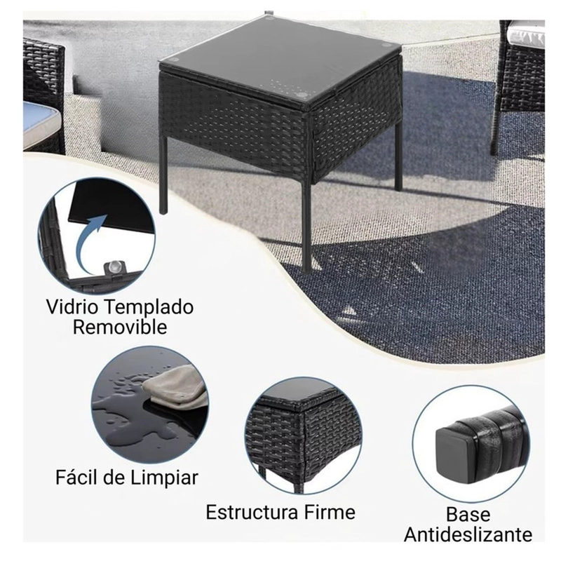 JUEGO DE TERRAZA LIVING RATAN SINTE TICO SALLY 3 PIEZAS - 8
