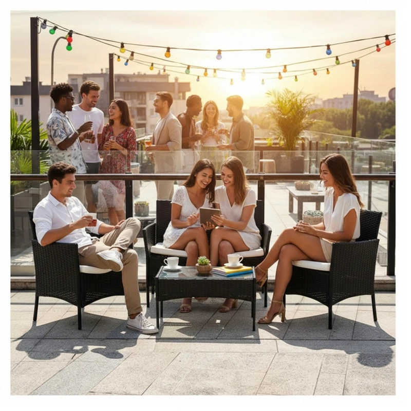 JUEGO DE TERRAZA LIVING RATAN SINTE TICO SAINT JAMES 4 PIEZAS - 3