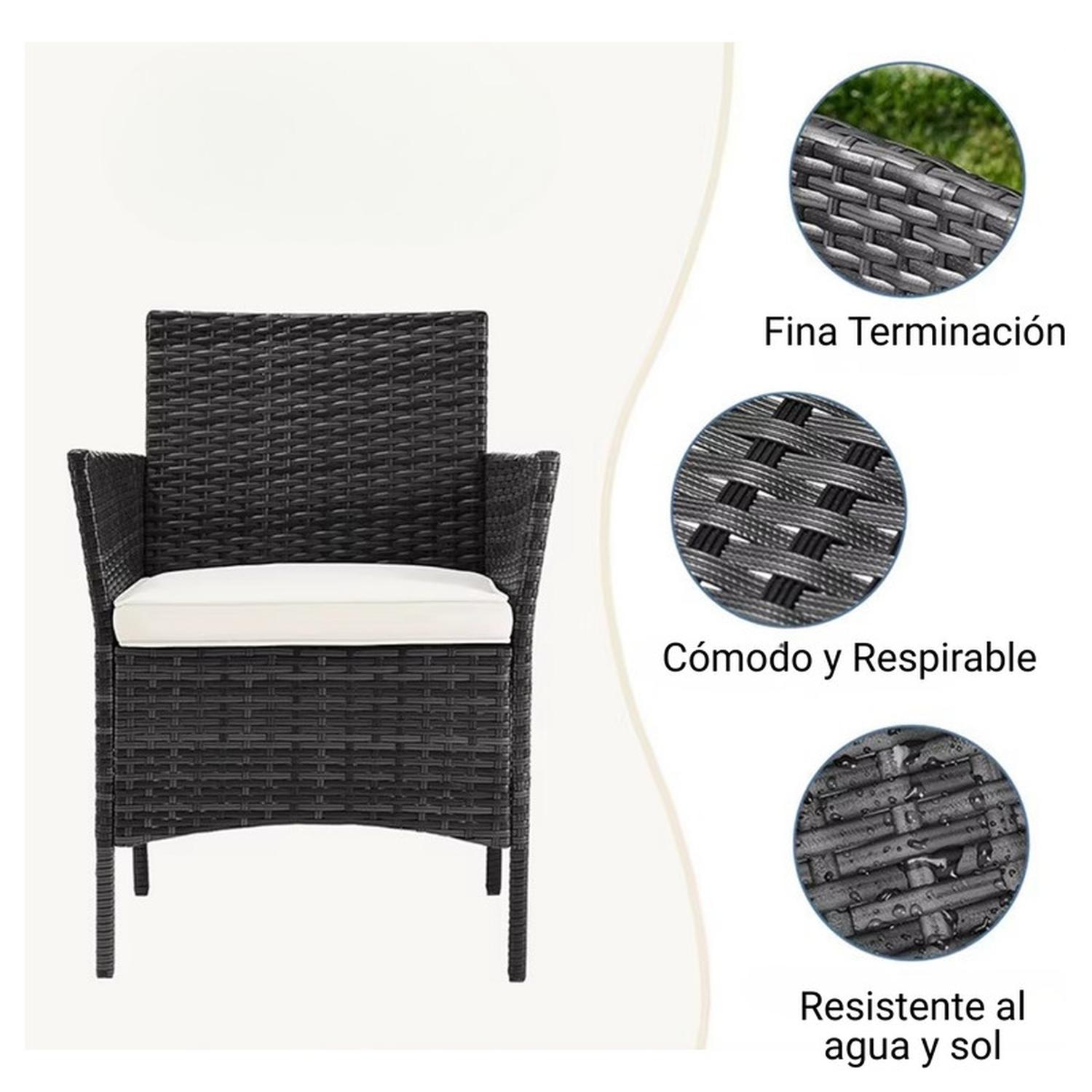 JUEGO DE TERRAZA LIVING RATAN SINTE TICO SAINT JAMES 4 PIEZAS - 6