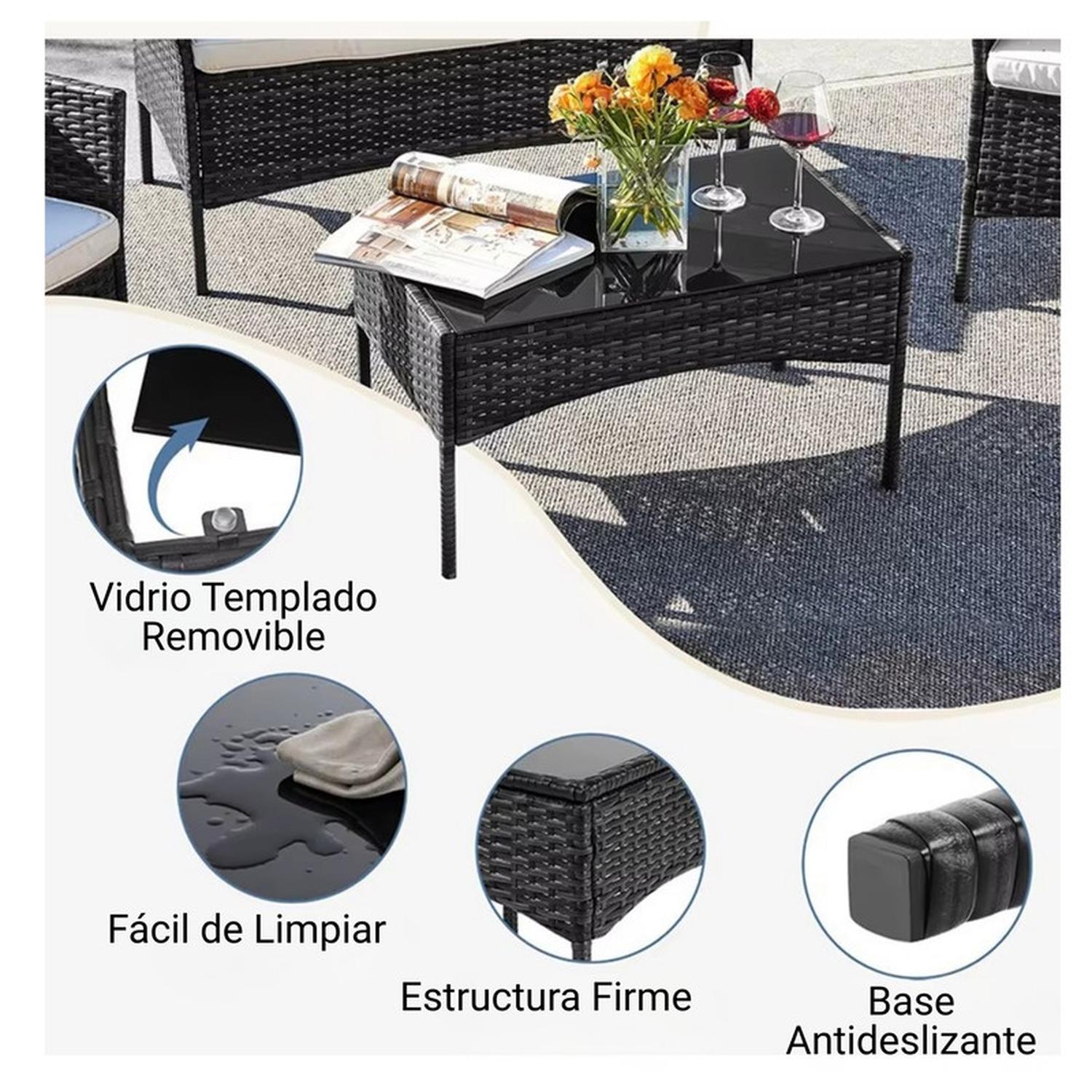 JUEGO DE TERRAZA LIVING RATAN SINTE TICO SAINT JAMES 4 PIEZAS - 7