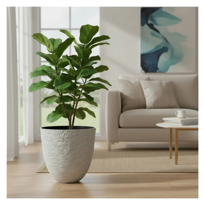 MACETERO DECORATIVO SIMIL PIEDRA GRIS JARDIN TERRAZA - 2