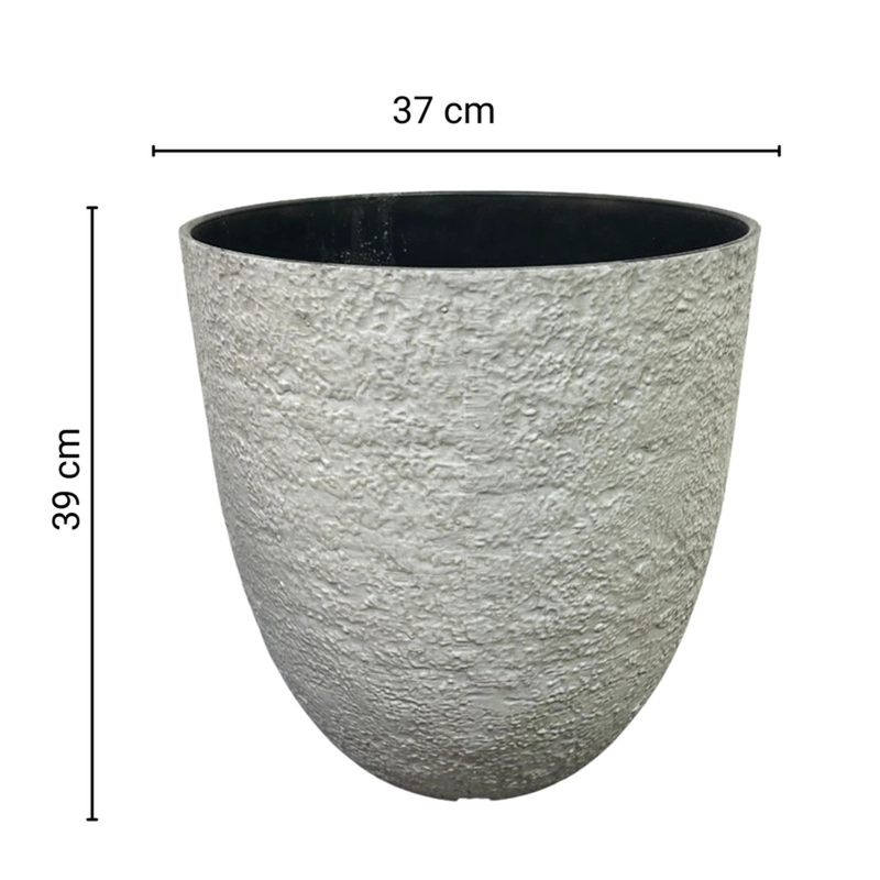 MACETERO DECORATIVO SIMIL PIEDRA GRIS JARDIN TERRAZA - 5