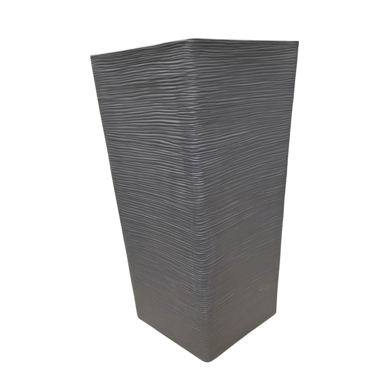 MACETERO RECTANGULAR ALTO TEXTURADO GRIS JARDIN TERRAZA - 1