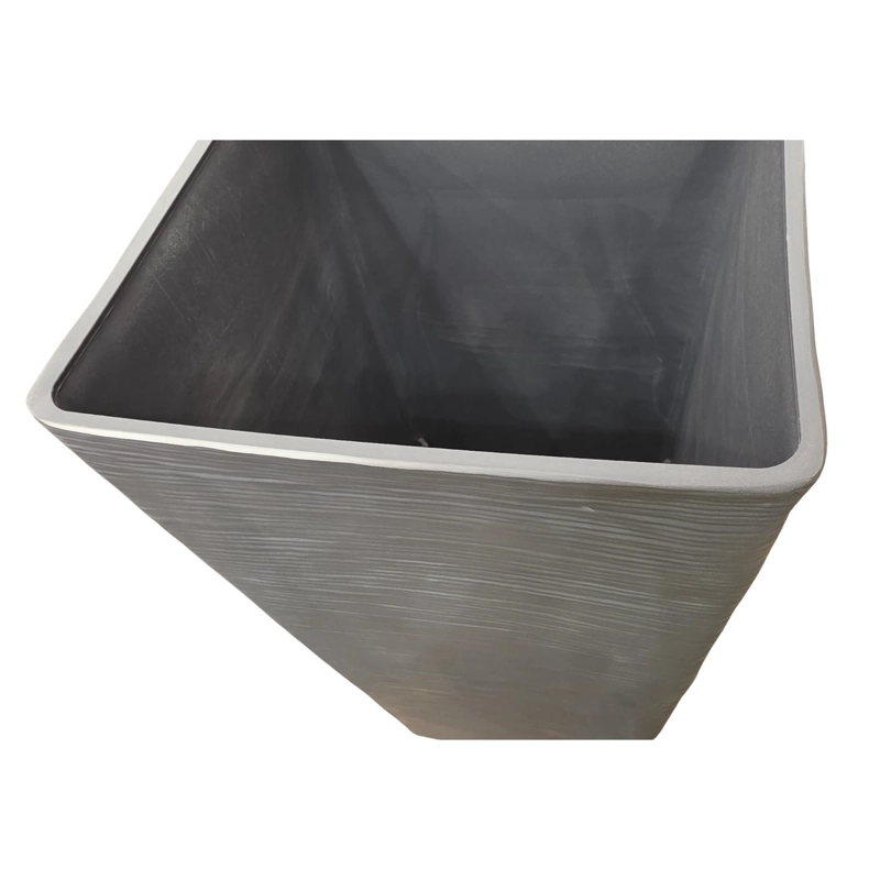 MACETERO RECTANGULAR ALTO TEXTURADO GRIS JARDIN TERRAZA - 2