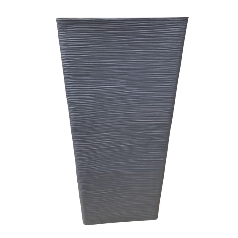 MACETERO RECTANGULAR ALTO TEXTURADO GRIS JARDIN TERRAZA - 3