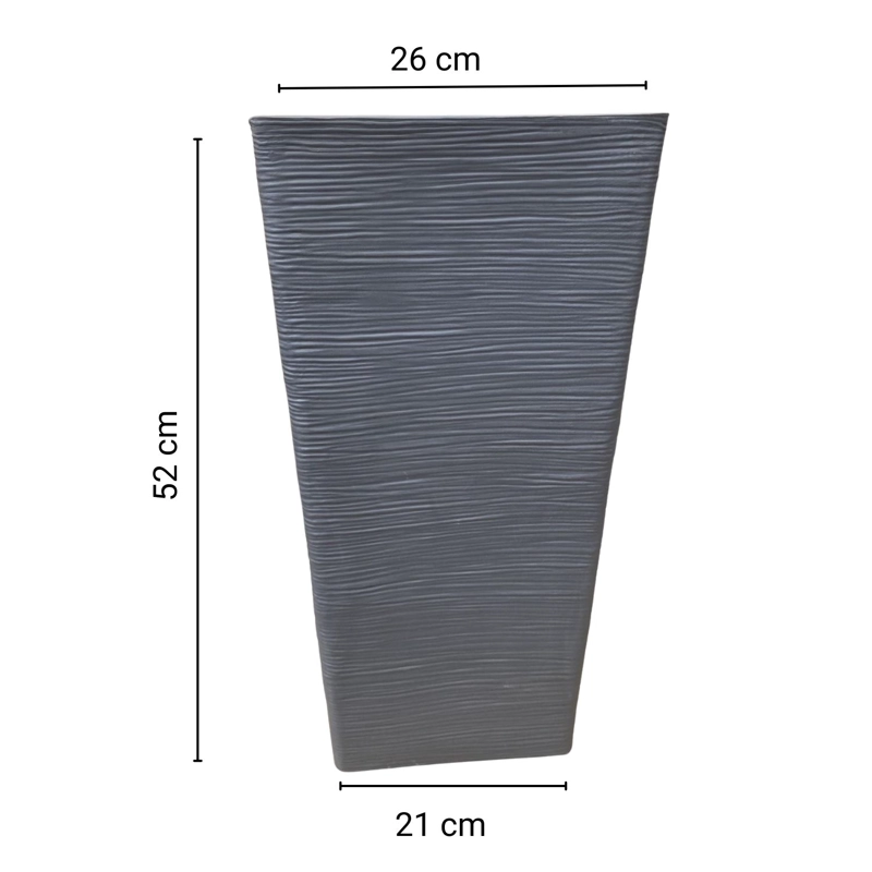 MACETERO RECTANGULAR ALTO TEXTURADO GRIS JARDIN TERRAZA - 6