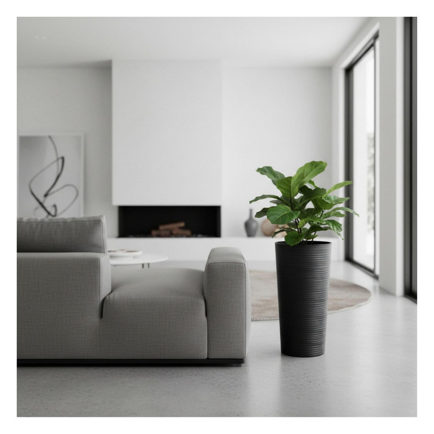 MACETERO ALTO RECTANGULAR TEXTURADO GRIS EXTERIOR INTERIOR - 5