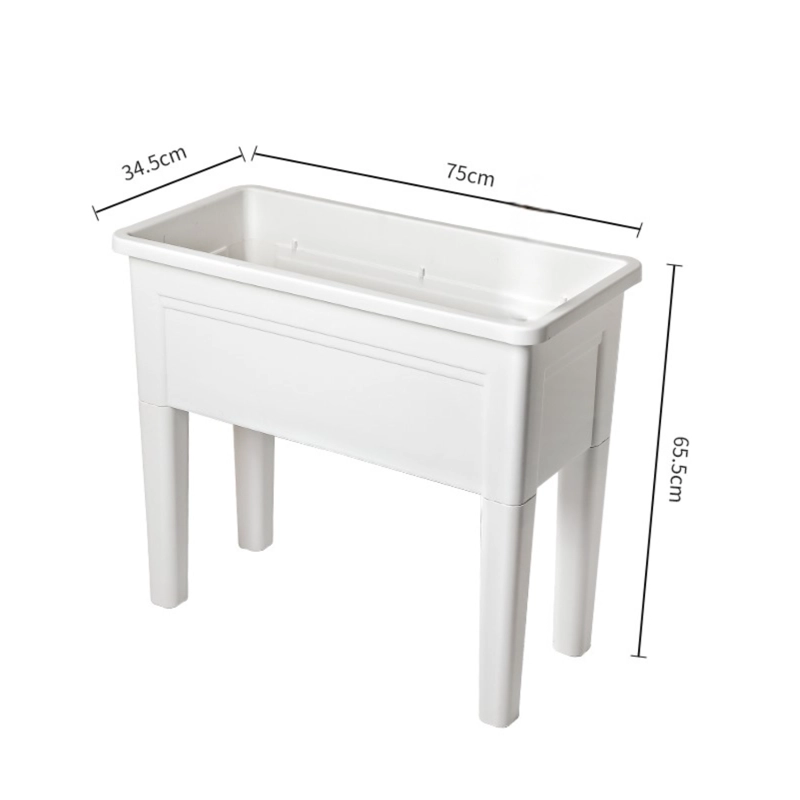 JARDINERA ELEVADA MACETERO PARA HUERTO CON PATAS BLANCO - 1