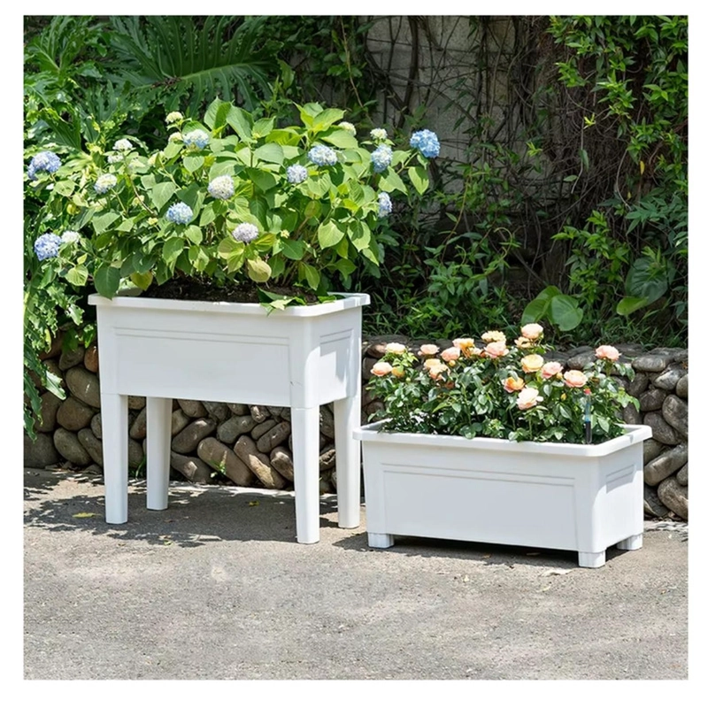 JARDINERA ELEVADA MACETERO PARA HUERTO CON PATAS BLANCO - 2
