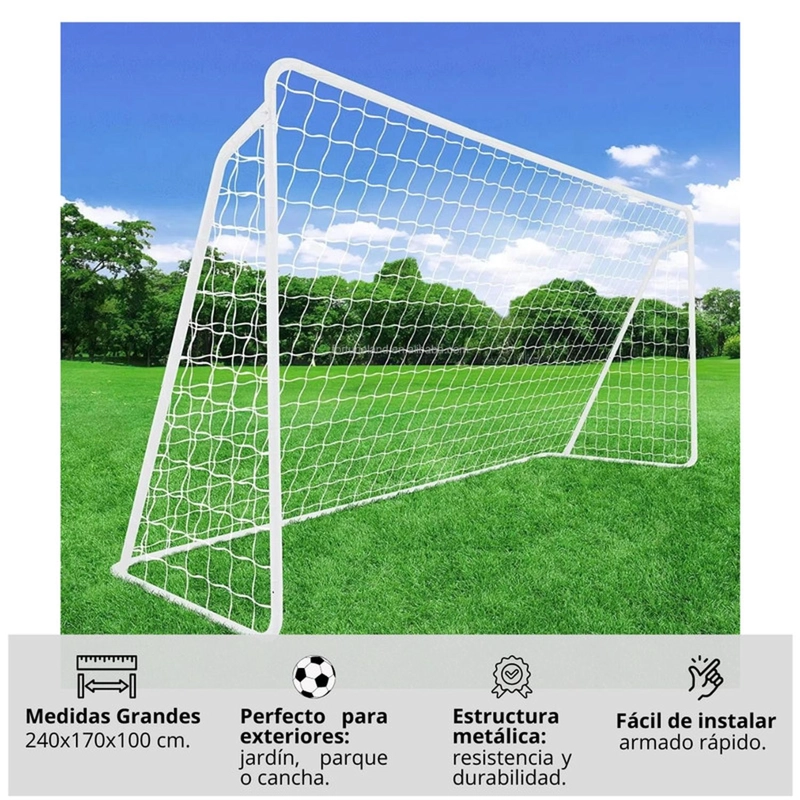 ARCO FUTBOL METALICO 240X170X100 CM + RED - 4