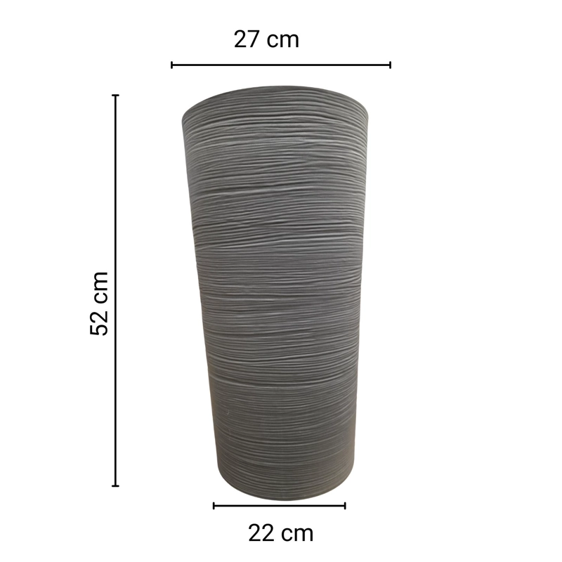MACETERO REDONDO ALTO DECORATIVO JARDIN DISEÑO MODERNO GRIS - 5