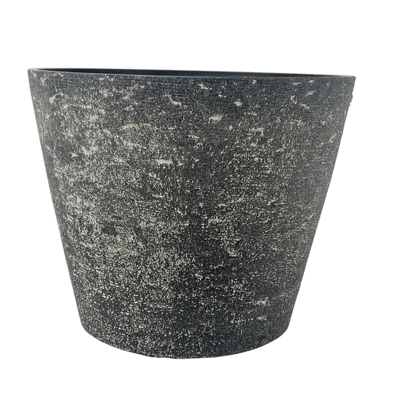 MACETERO REDONDO SIMIL PIEDRA GRIS JARDIN TERRAZA - 1