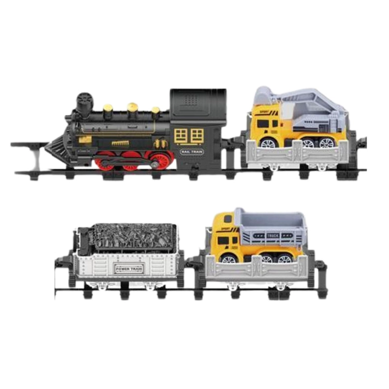 TREN DE JUGUETE PISTA 3 VAGONES CAMIONES LUZ SONIDO HUMO - 3