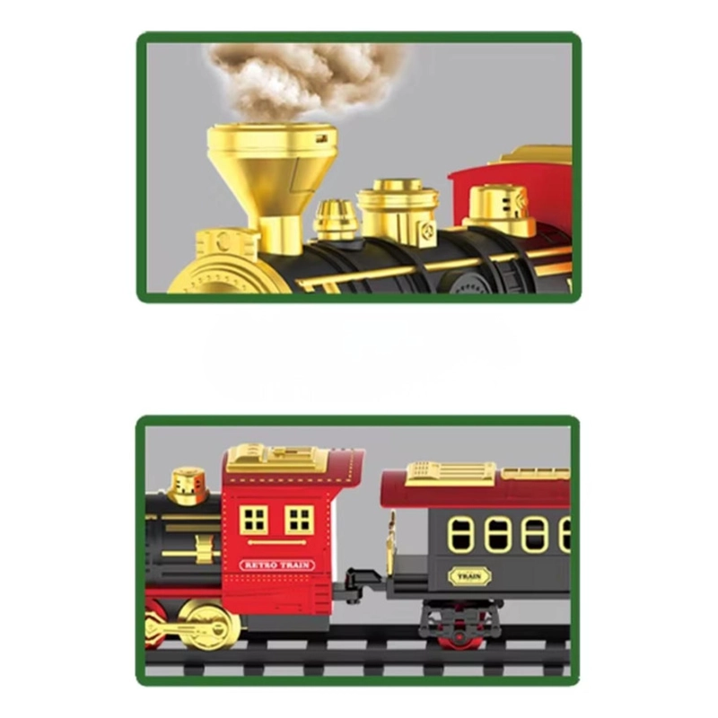 TREN DE JUGUETE PISTA 3 VAGONES CAMIONES LUZ SONIDO HUMO - 8