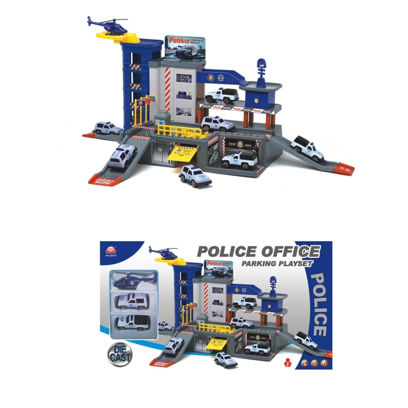 JUEGO PISTA DE AUTOS ESTACIONAMIENTO POLICIA CON VEHICULOS - 3
