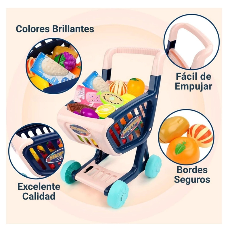 CARRO SUPERMERCADO JUGUETE CARRITO COMPRAS 36 PIEZAS - 5
