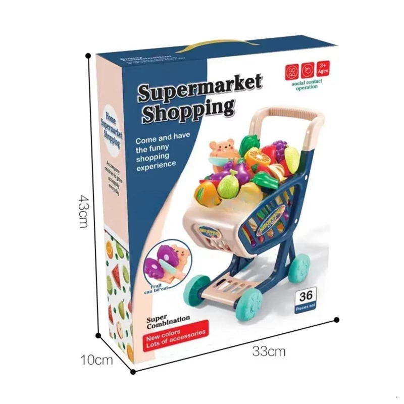 CARRO SUPERMERCADO JUGUETE CARRITO COMPRAS 36 PIEZAS - 7