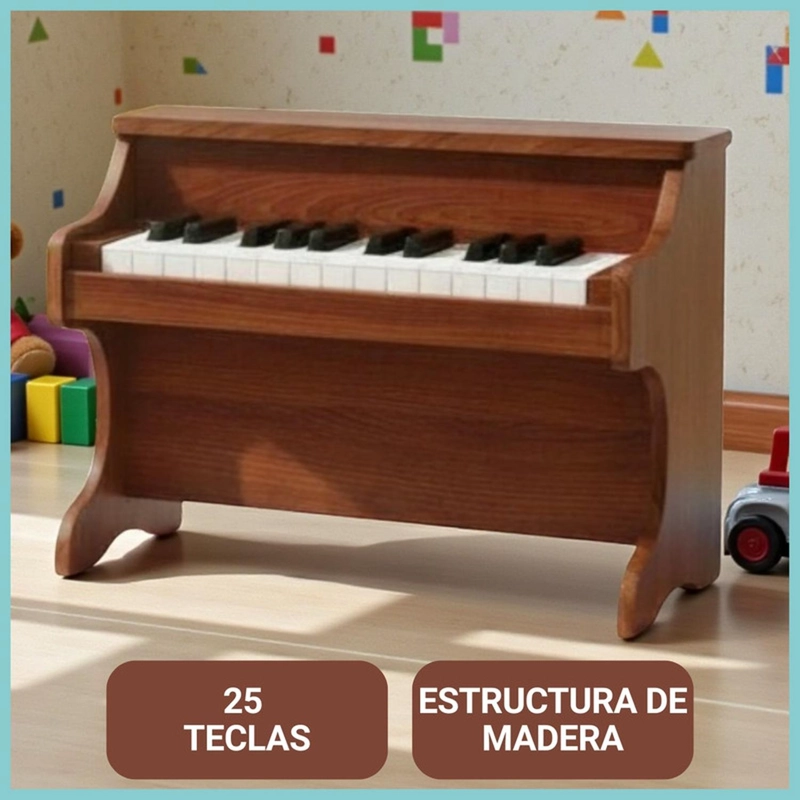 PIANO INFANTIL MADERA JUGUETE MUSICAL 25 TECLAS - 4