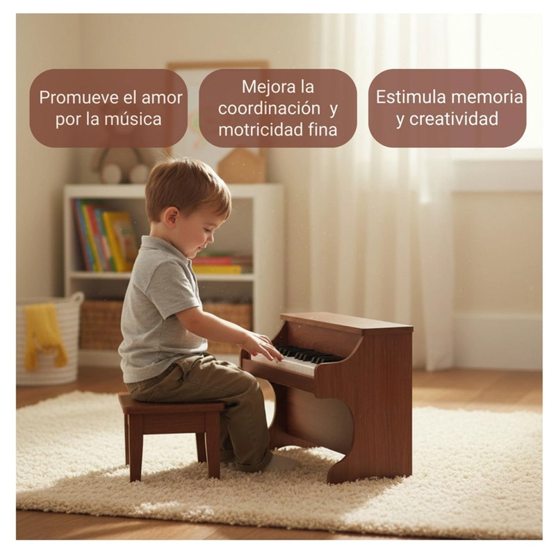 PIANO INFANTIL MADERA JUGUETE MUSICAL 25 TECLAS - 5