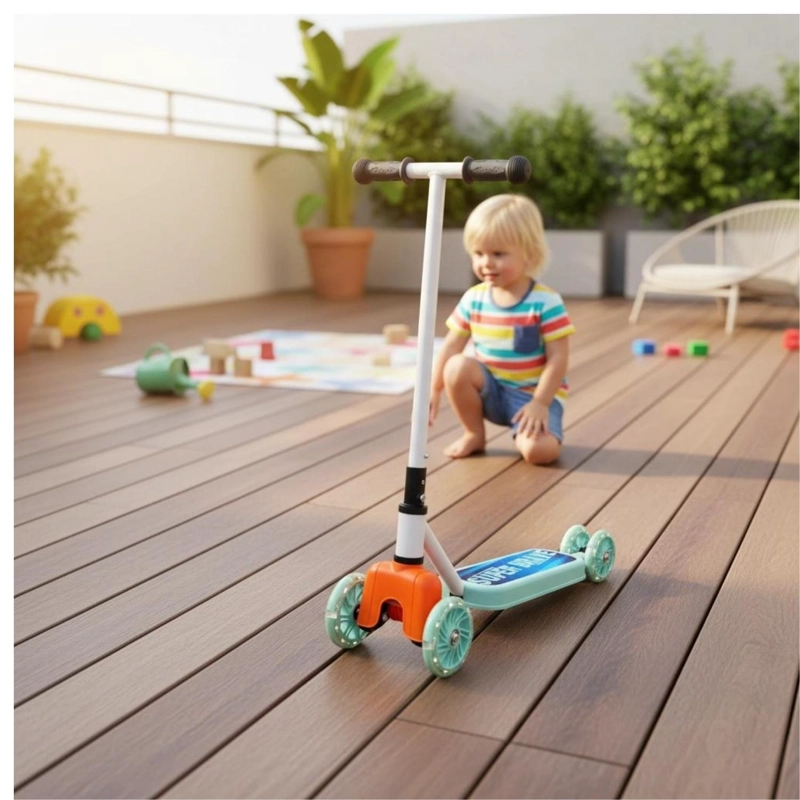 SCOOTER INFANTIL 4 RUEDAS AJUSTABLE NIÑO ESTABLE AZUL - 4