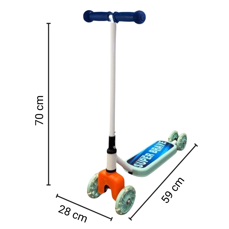 SCOOTER INFANTIL 4 RUEDAS AJUSTABLE NIÑO ESTABLE AZUL - 7
