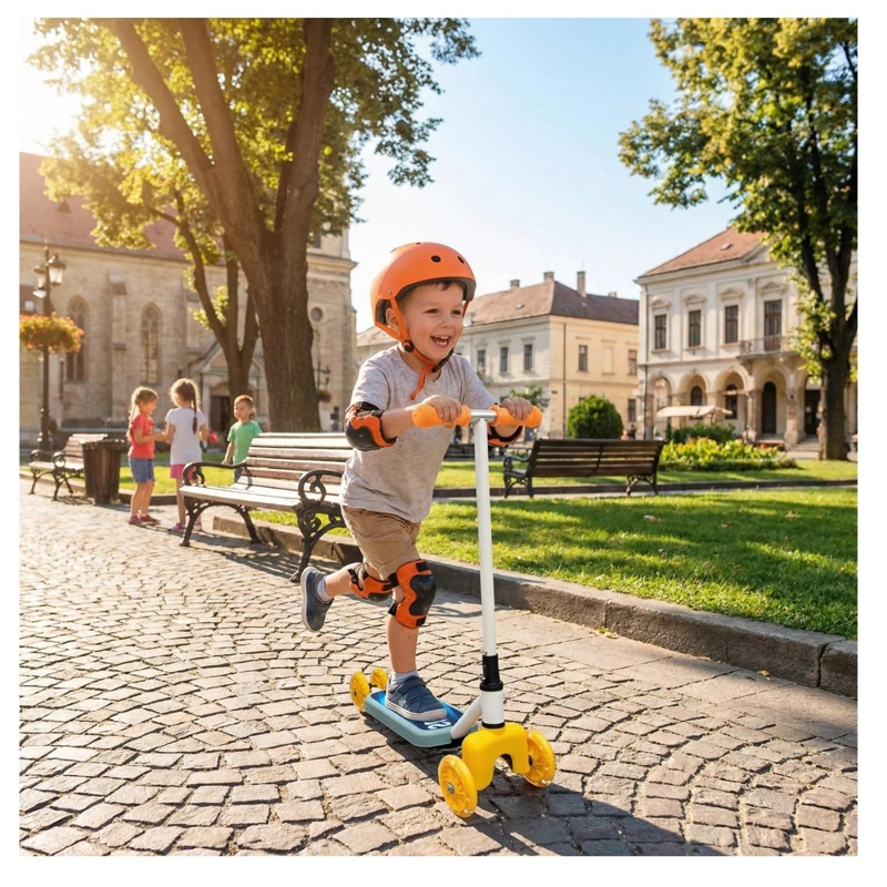 SCOOTER INFANTIL 4 RUEDAS AJUSTABLE NIÑO ESTABLE CELESTE - 4