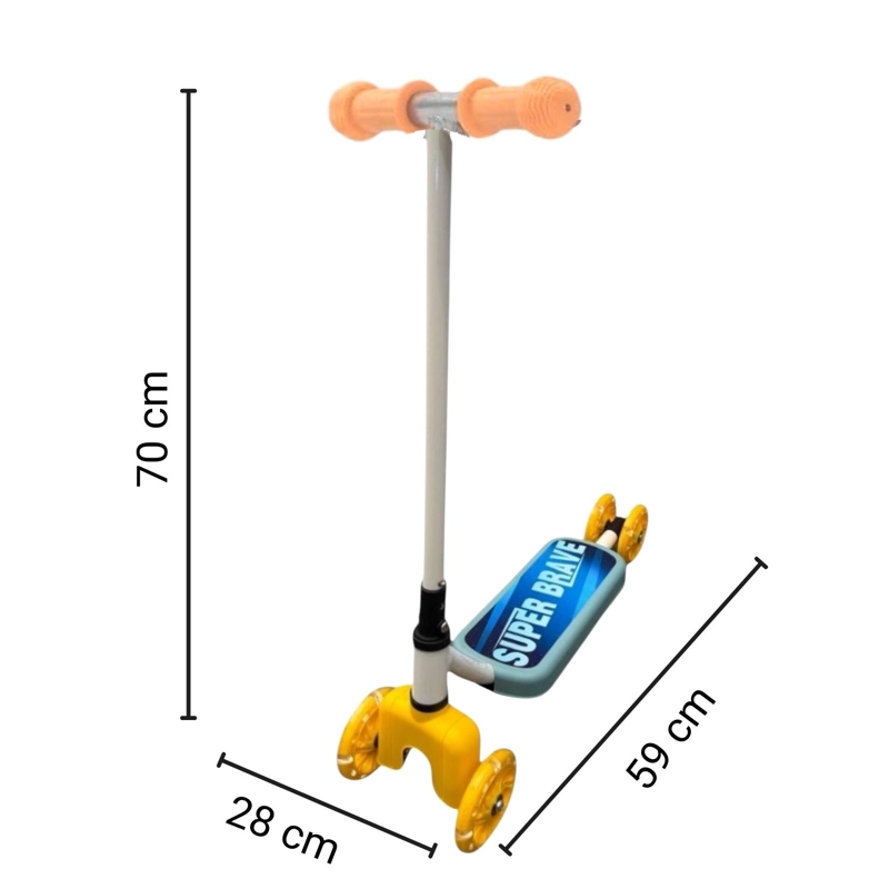 SCOOTER INFANTIL 4 RUEDAS AJUSTABLE NIÑO ESTABLE CELESTE - 7
