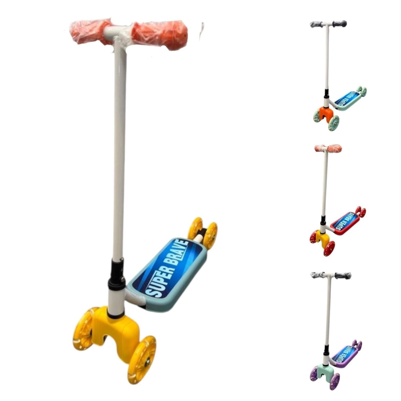 SCOOTER INFANTIL 4 RUEDAS AJUSTABLE NIÑO ESTABLE CELESTE - 8