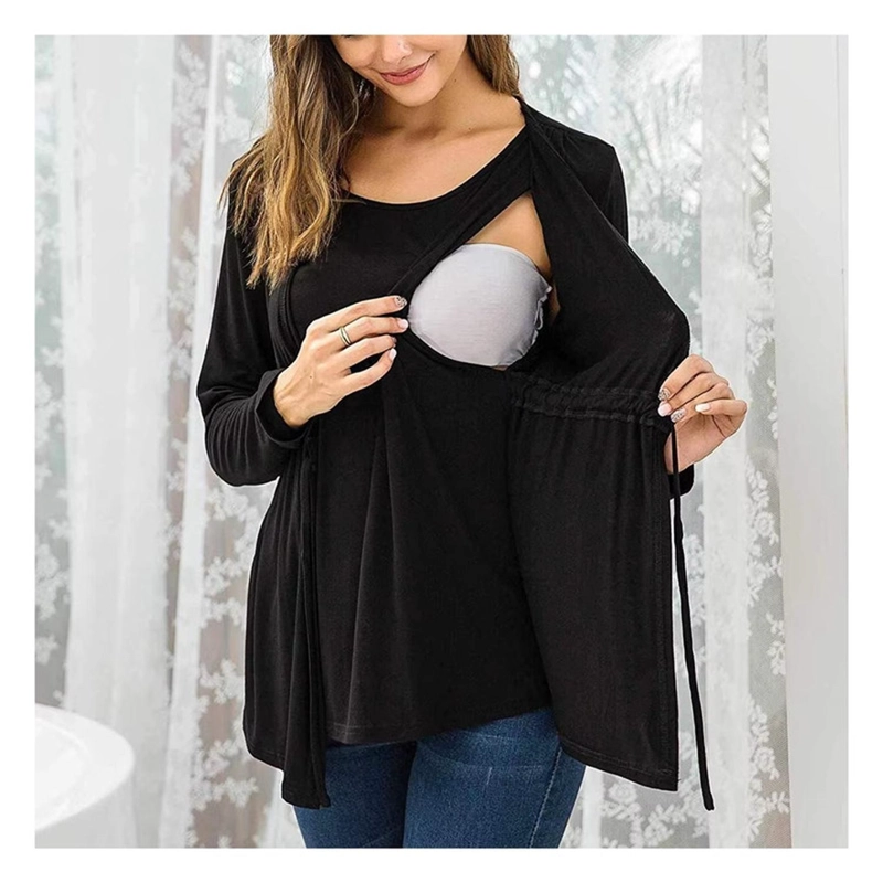 POLERA LACTANCIA MATERNIDAD MANGA LARGA VERO NEGRO - 2