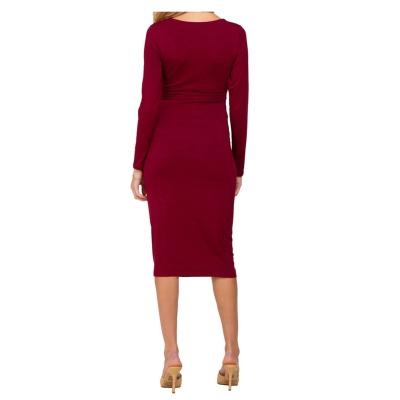 VESTIDO MATERNIDAD MANGA LARGA CON LAZO ROJO EMBARAZADA - 6