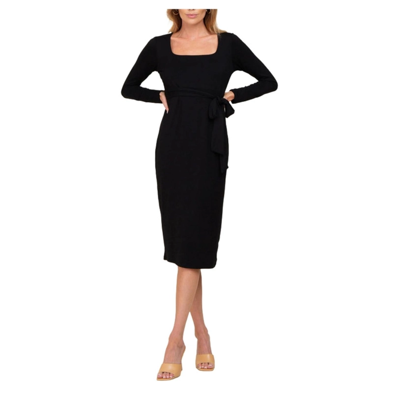 VESTIDO MATERNIDAD MANGA LARGA CON LAZO NEGRO EMBARAZADA - 6