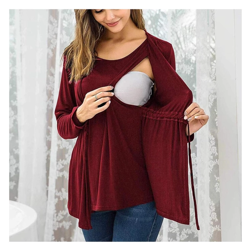 POLERA LACTANCIA MATERNIDAD MANGA LARGA VERO ROJA - 2