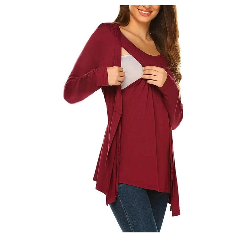 POLERA LACTANCIA MATERNIDAD MANGA LARGA VERO ROJA - 3