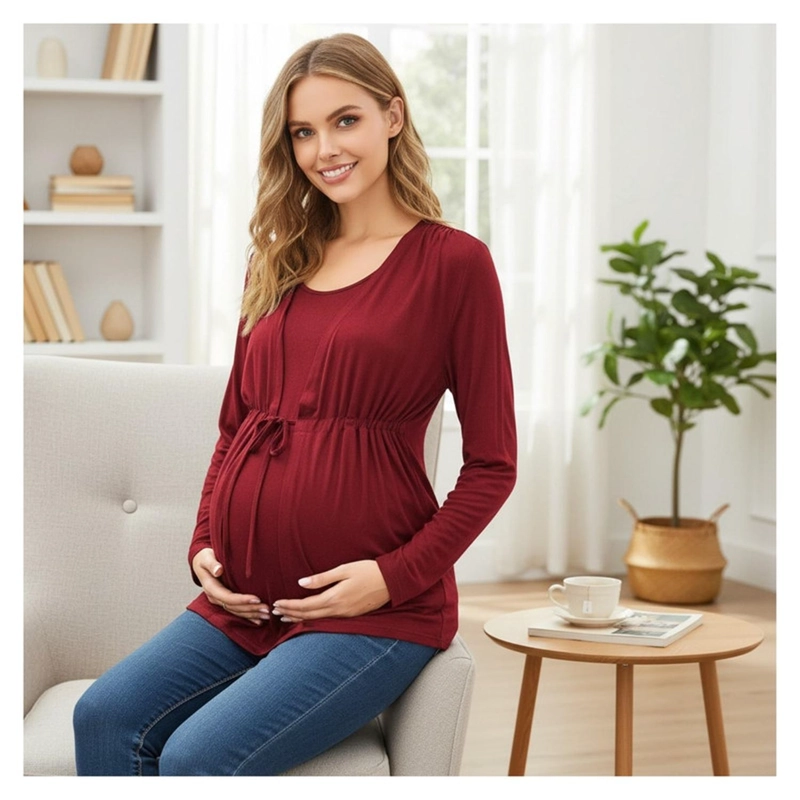 POLERA LACTANCIA MATERNIDAD MANGA LARGA VERO ROJA - 4