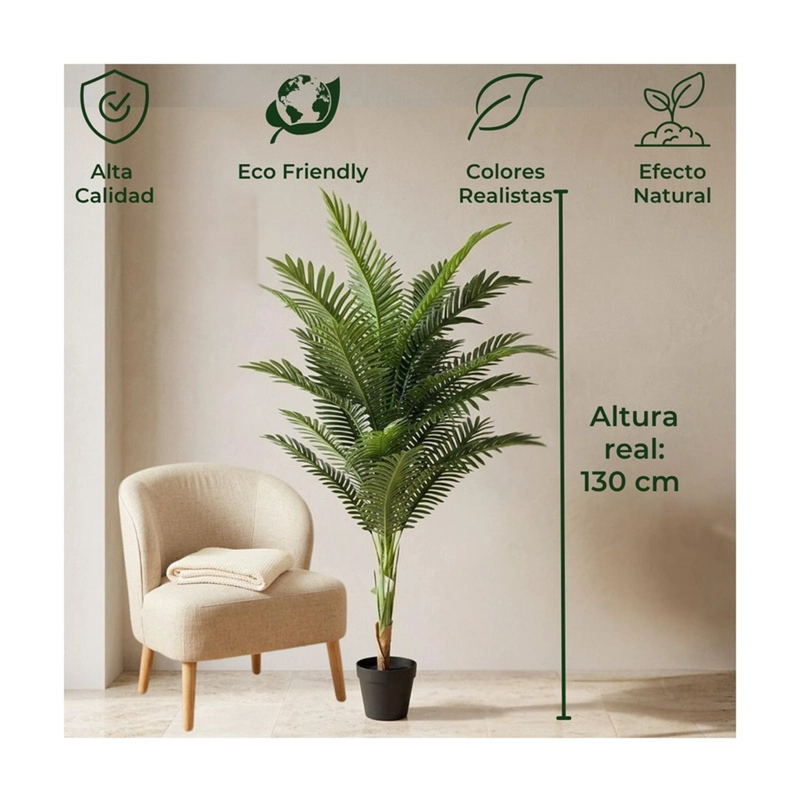 PLANTA ARTIFICIAL PALMERA ARECA DECORATIVA 130 CM - 4
