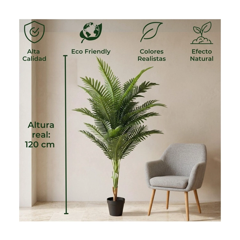 PLANTA ARTIFICIAL PALMERA ARECA DECORATIVA 120 CM - 4