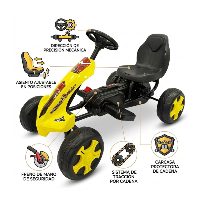 AUTO ELE CTRICO GO KART INFANTIL CARRERA VOLT AMARILLO - 4