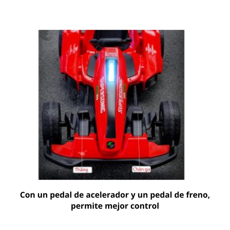 AUTO ELE CTRICO GO KART INFANTIL BATERIA CARRERA TURBO ROJO - 3