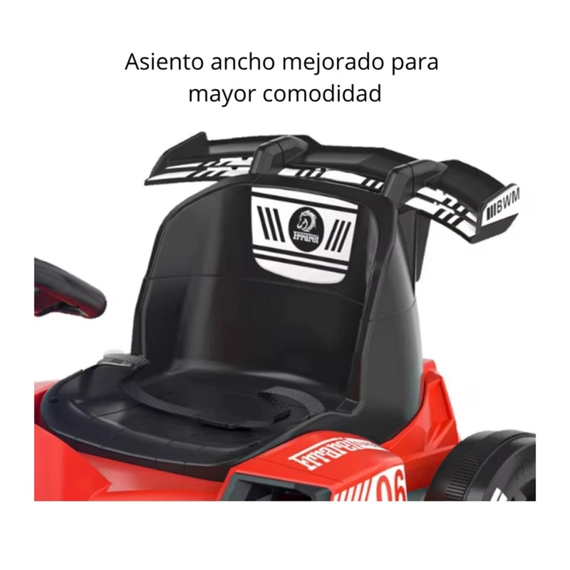 AUTO ELE CTRICO GO KART INFANTIL BATERIA CARRERA TURBO ROJO - 6