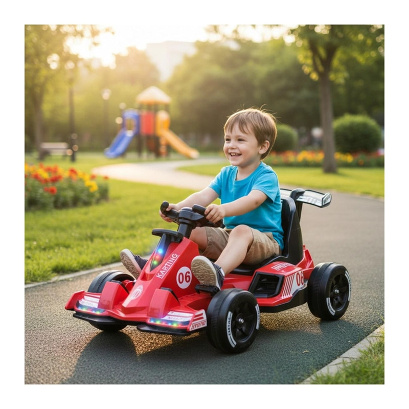 AUTO ELE CTRICO GO KART INFANTIL BATERIA CARRERA TURBO ROJO - 7