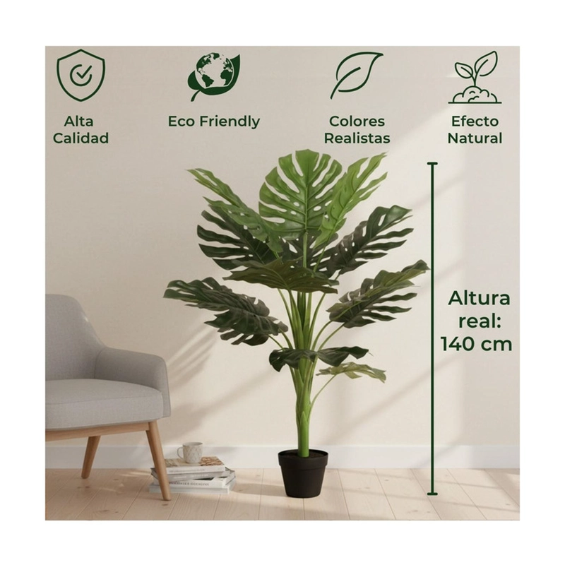 PLANTA ARTIFICIAL MONSTERA HOJA GRANDE 140 CM - 4