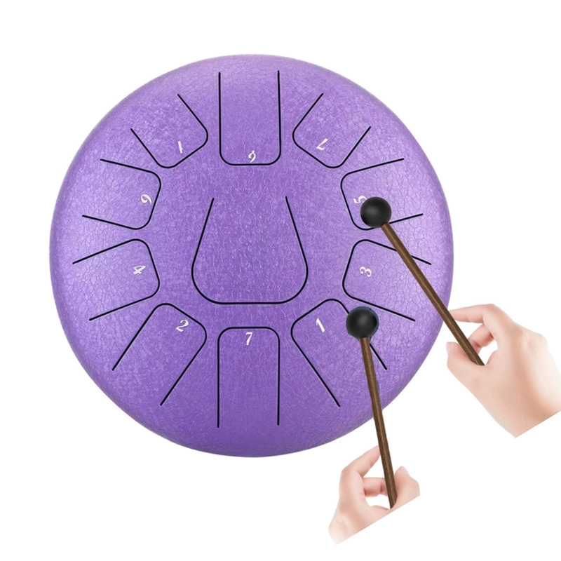 TAMBOR LENGUA DE ACERO MEDITACION YOGA 6” 11 TONOS MORADO - 1