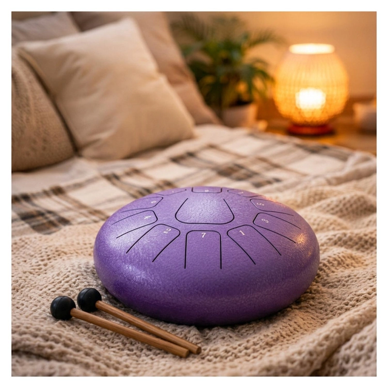 TAMBOR LENGUA DE ACERO MEDITACION YOGA 6” 11 TONOS MORADO - 3